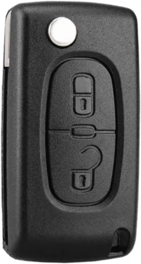 2 Boutons Coque Clé Compatible CE0536 clé à Rabat Pliable pour Peugeot 207 307 308 407 408 3008 5008 Citroen C2 C3 C4 C5 C6 C8 (2 Boutons, CE0536)
