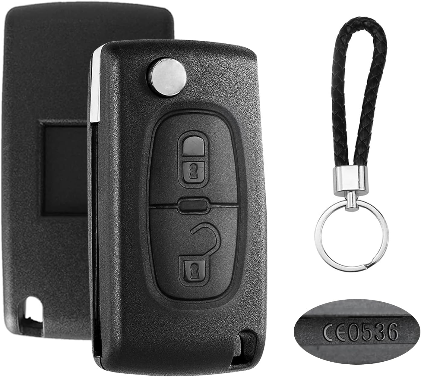 2 Boutons Coque Clé de Voiture Télécommande Compatible avec Peugeot 207 307 308 CE0536 Partner Citroen C2 C3 C4 C5 C6 Boîtier Cle Remplacement Coque Clef de Voiture