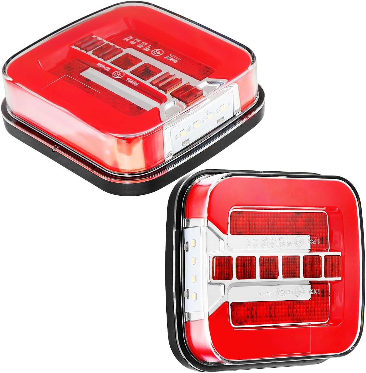 ETUKER 2x Feux Arrière de Remorque Led 12-24V 4Fonctions Etanche Feu Arrière LED pour Remorque Camion Tracteur Approuvé E