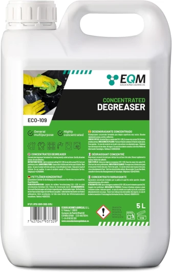 EQM - ECO-109 - Dégraissant Concentré Multisurfaces - 5L - Cuisines, moteurs, machines, sols industriels, garages, etc - - Dégraissant haute efficacité
