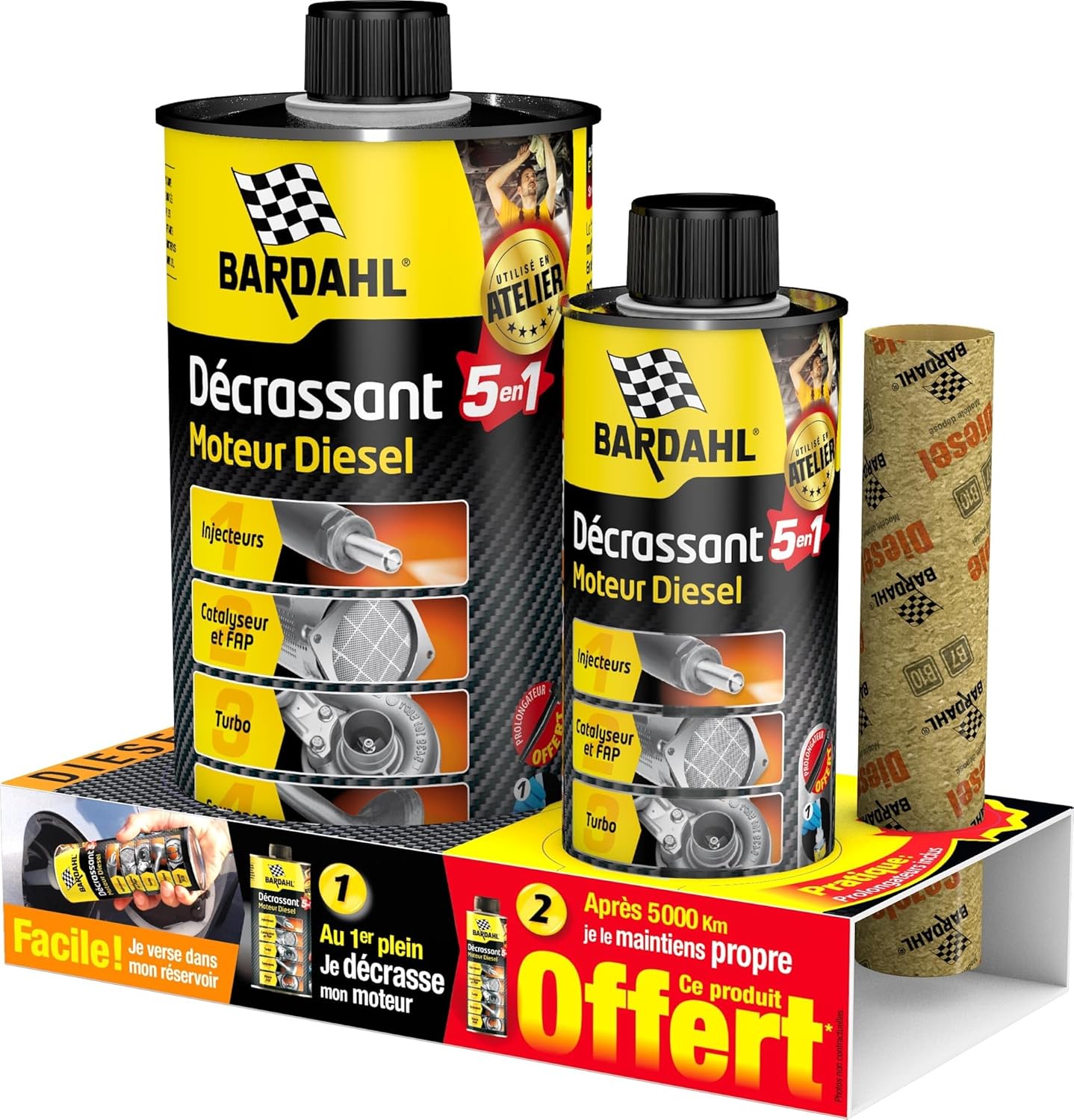 Décrassant moteur 5 en 1 BARDAHL (Diesel, 1 Litre + 300ml)
