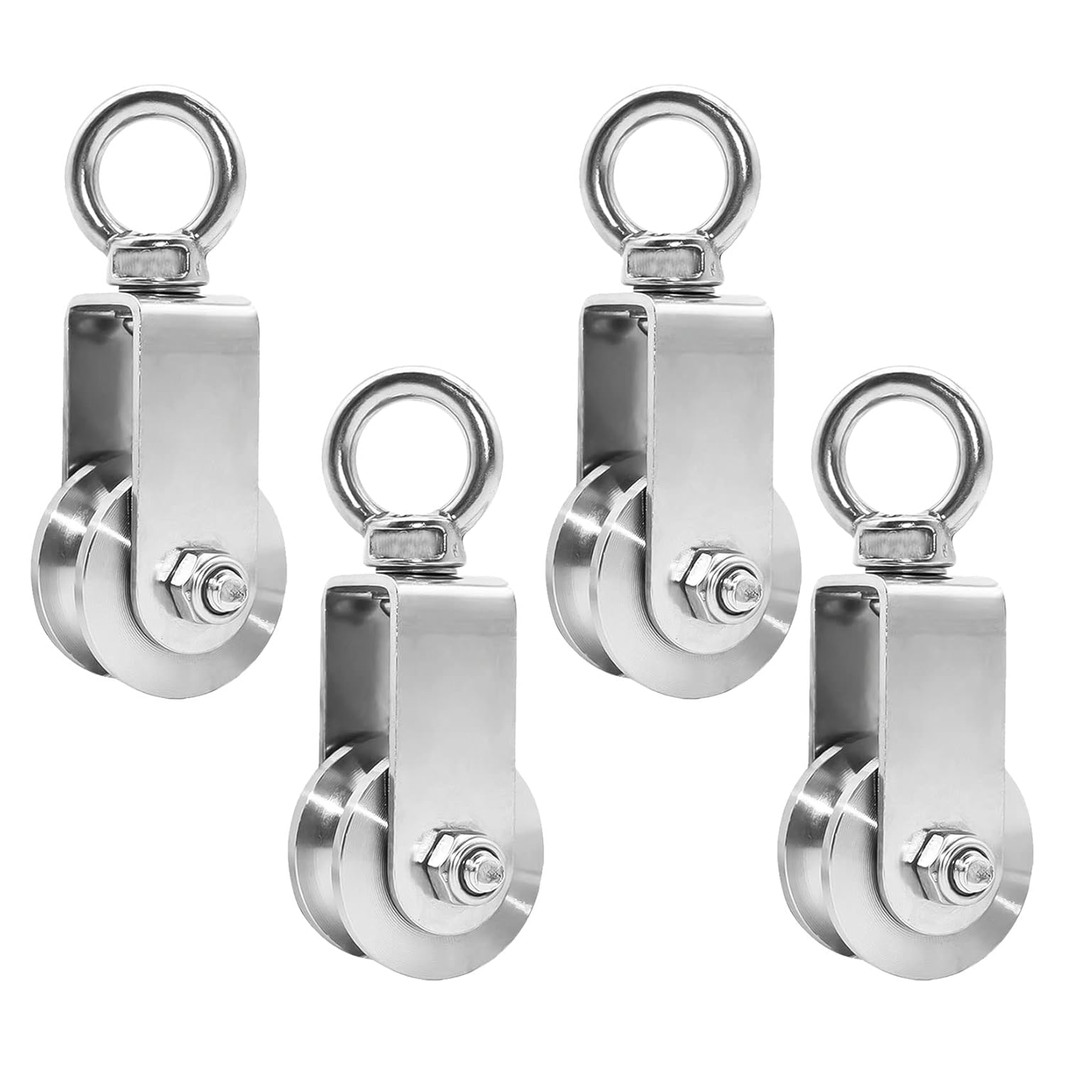 GothicBride 4 Pièces 34mm Poulie avec Roulement à Billes, Poulie de Levage Charge 250 kg, Poulie pour Cable en Acier Inoxydable pour Corde Fitness (4 pièces, 34 mm)