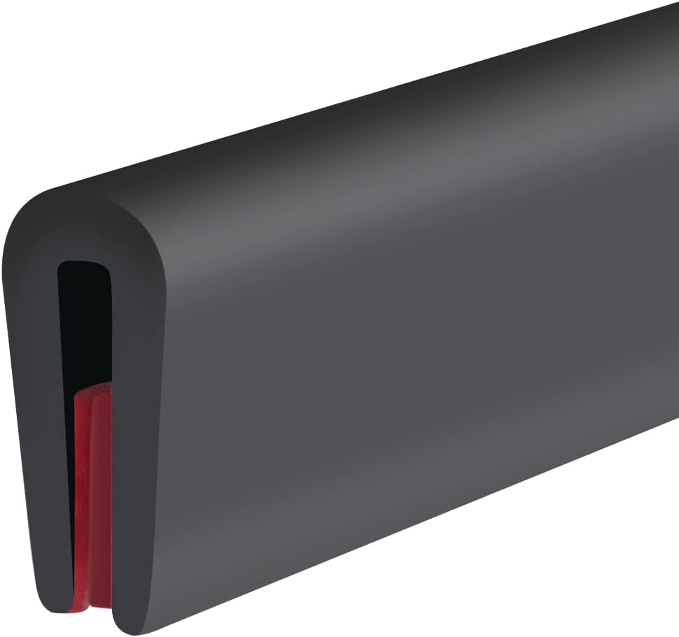 Garniture de bord en caoutchouc, protection de bord de portière de voiture auto-adhésive, protecteur de bord flexible pour bord tranchant en tôle, 1/16 pouce (1,5 mm), longueur 10 pieds (3 m)