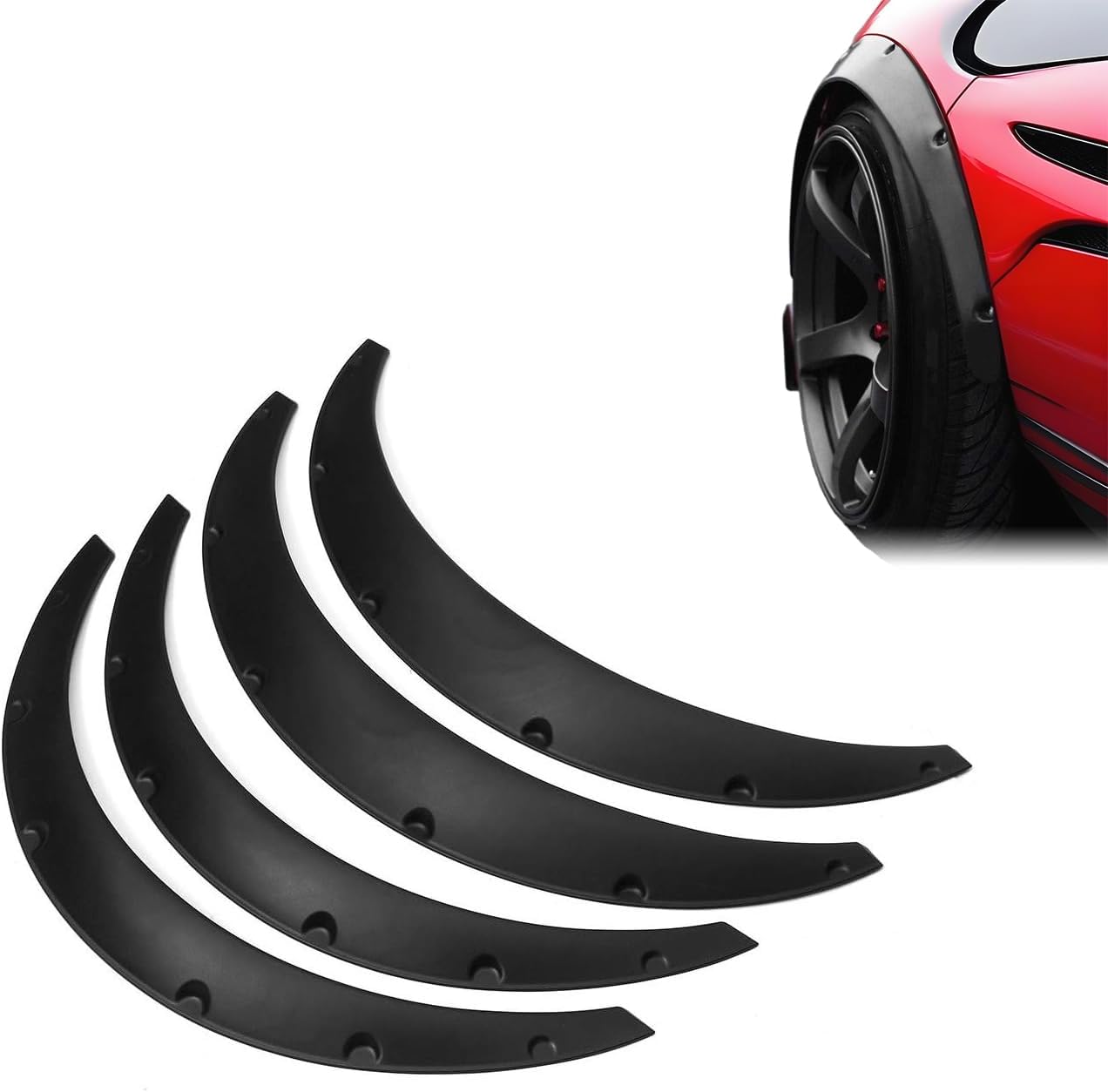 Fesatccoz Lot De 4 Élargisseurs D'Aile, 80 cm Élargissement De Passage De Roue, Arche de Garde-Boue Avant Arrière Universel pour Jeep Et Décoration