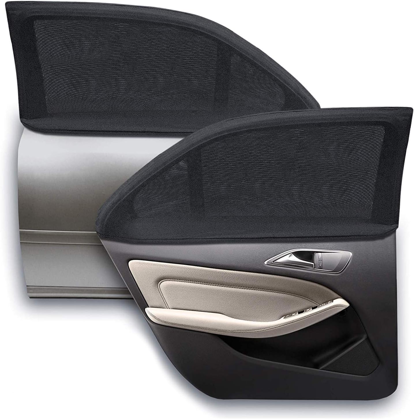 WIN.MAX Pare-Soleil Voiture Bébé,2 Pièces Chaussette Voiture Soleil par Bloquer Les Rayons UV par Protege Soleil Voiture Arrière Enfants et Animaux (Noir) (XL)