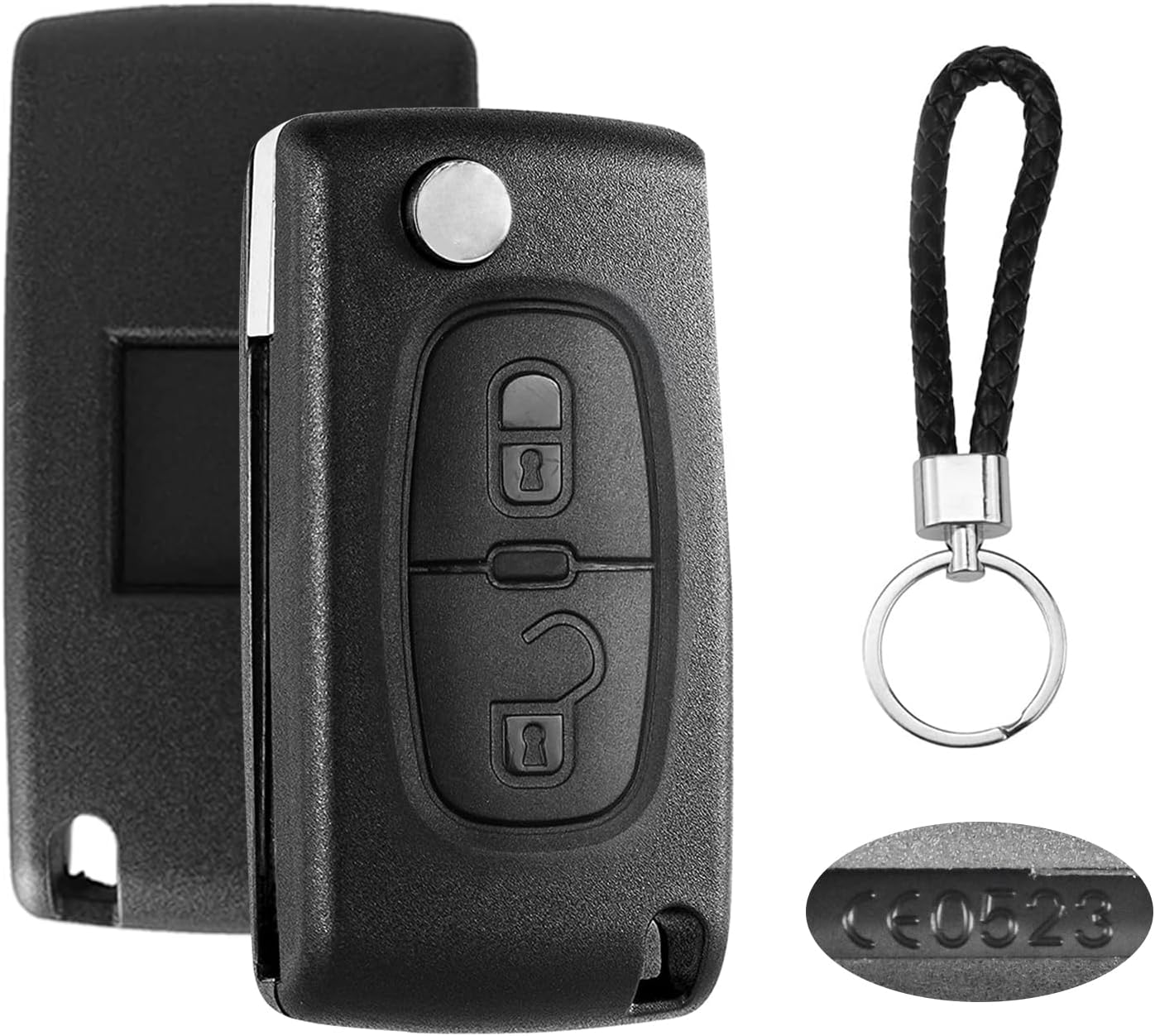 2 Boutons Coque de Clé de Voiture Compatible avec Peugeot CE0523 207 307 308 407 607 608 Partner Citroen C2 C3 C4 C5 C6 Boîtier Clé Télécommande Clef de Voiture de Remplacement