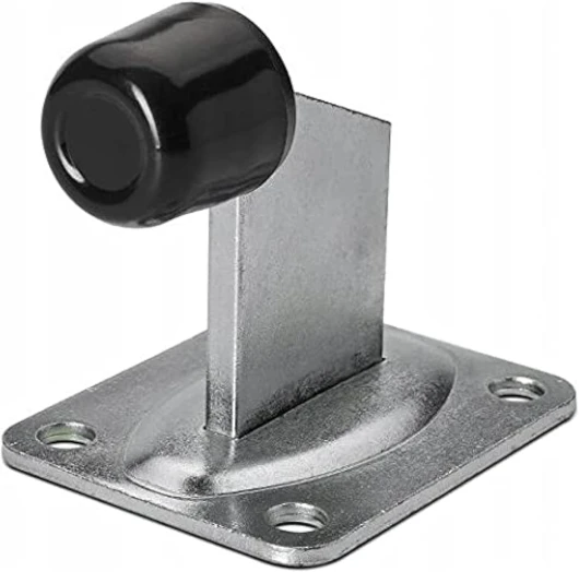 WDB Butoir de porte avec butée en caoutchouc - 100 x 80 mm - Pour portails roulants et portes lourdes - Acier galvanisé, résistant aux intempéries et durable - Noir - 1 pièce