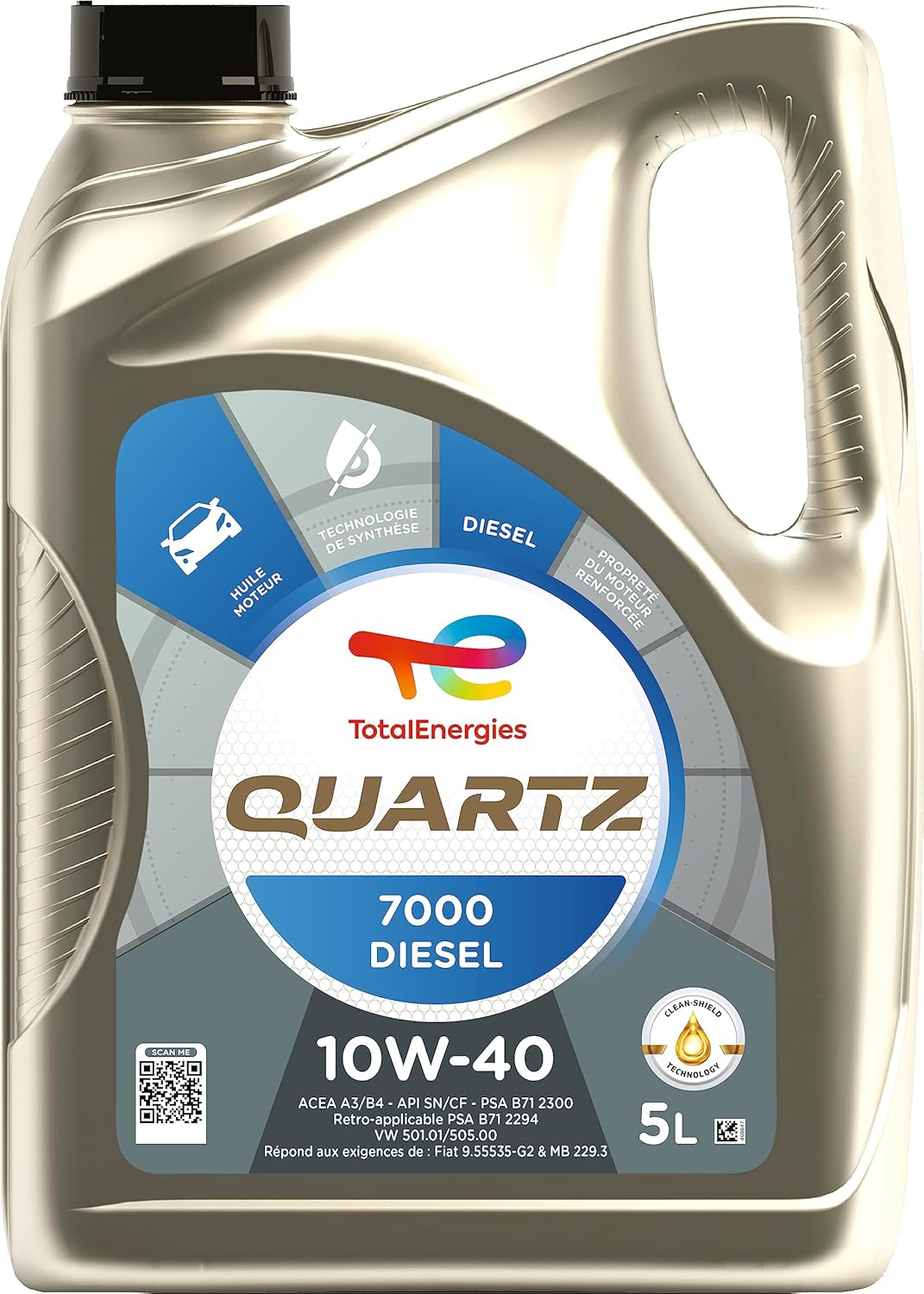 Quartz 7000 Diesel 10W-40, Huile moteur, 5 litres