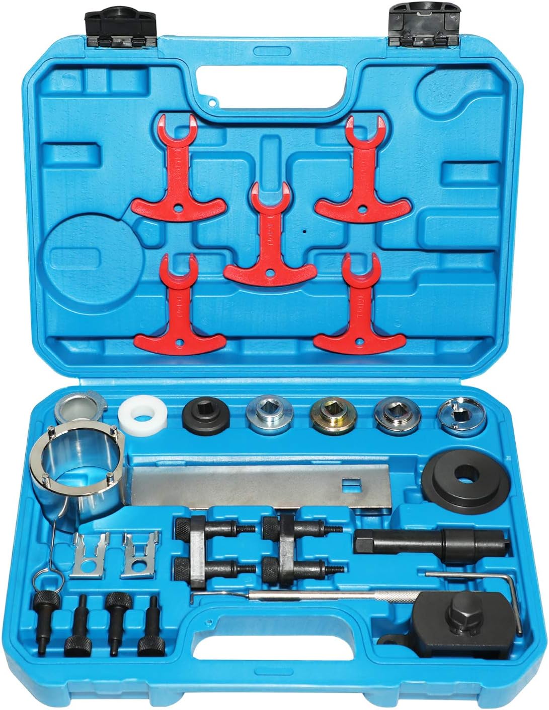 DPTOOL EA888 1.8 2.0 TSi TFSi Outil de Calage de Vilebrequin d'arbre à cames de Moteur avec pièces coulissantes d'arbre à cames Compatible avec Audi T40191 T10352 T10368 T40196 T10354 T10060A T40011 Grand kit de 28 pièces