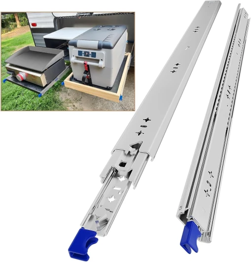 Glissières pour tiroirs robustes, capacité de charge jusqu'à 120 KG, avec serrure,Extension 300 350 400 450 500 550 600 650 700 750 800 850 900 950 1000 mm, 1 Paire (2 pièces) 30inch(750mm) Avec Serrure