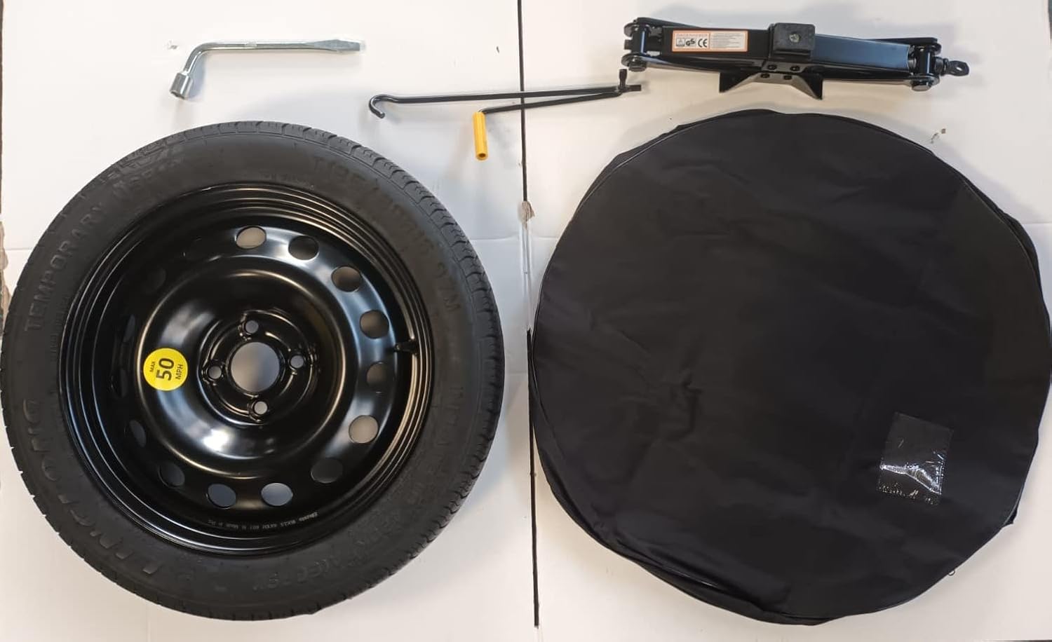 Kit de roue de secours 15" 125/80 R15 compatible avec Honda JAZZ, INSIGHT AVEC CRIC, CLÉ ET SAC