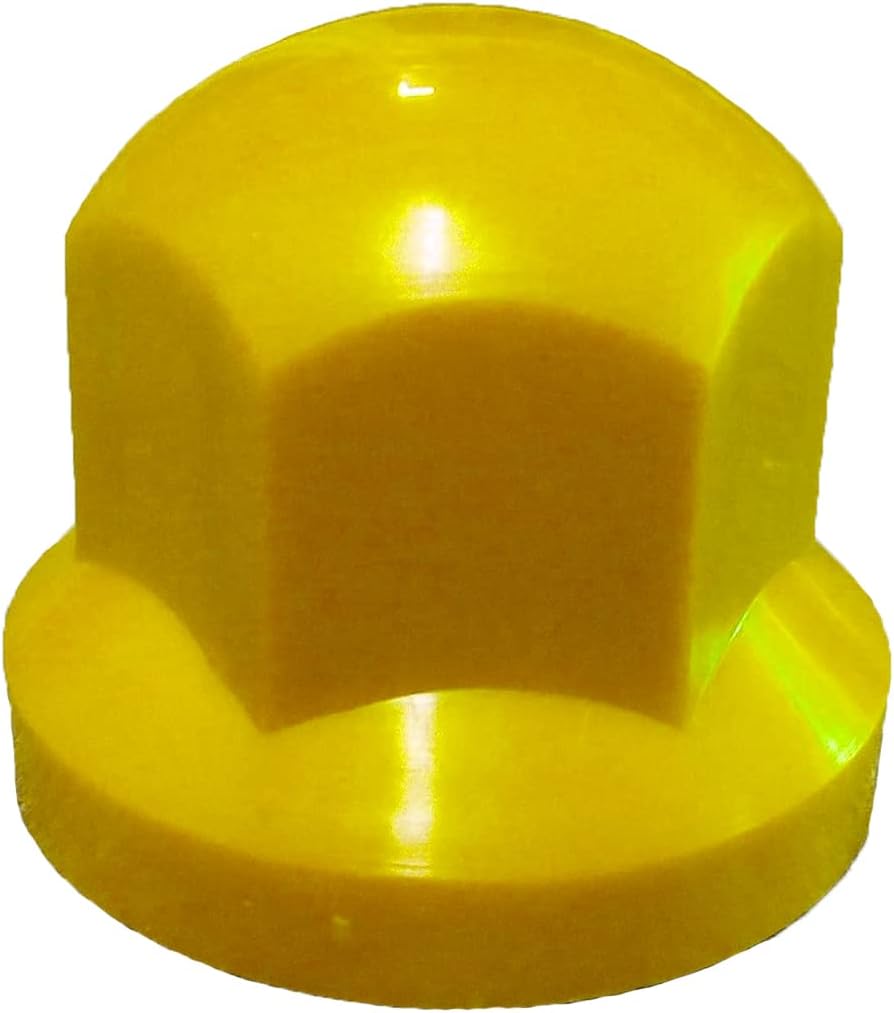 KRAM-TRUCK Lot de 100 capuchons d'écrou de roue courts en plastique pour camions et remorques Largeur de clé 33 mm Très résistant aux rayures pour MAN DAF Scania Mercedes Trucks Remorques Jaune
