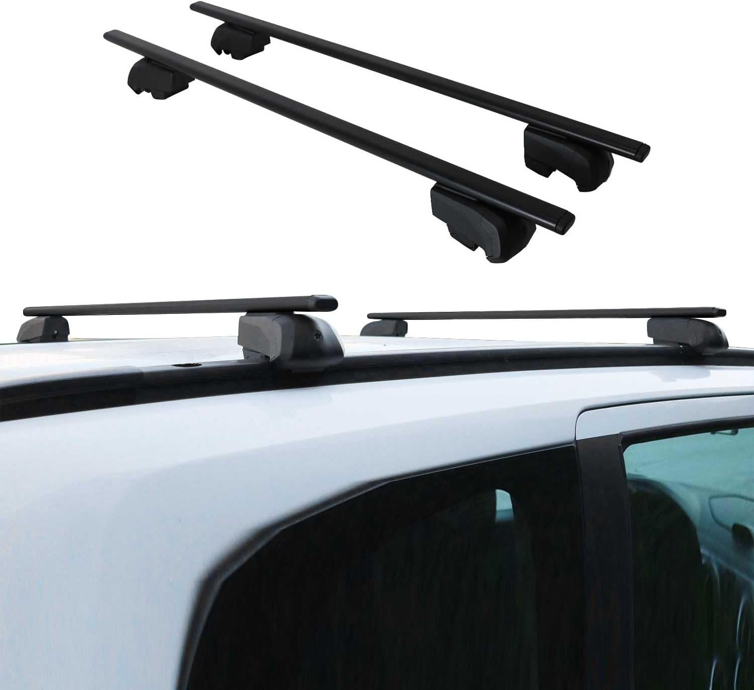 Barres de Toit Transversales Compatible avec Peugeot 2008 2019-2024 Fer Noir TÜV ABE