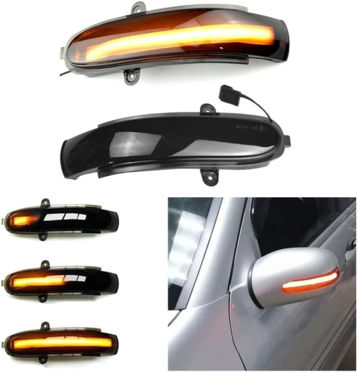 Hacreyatu Lentille fumée Feu clignotant séquentiel dynamique LED Marqueur latéral Rétroviseur Clignotant pour Mercedes Benz G Classe W463 E Classe W211 S211
