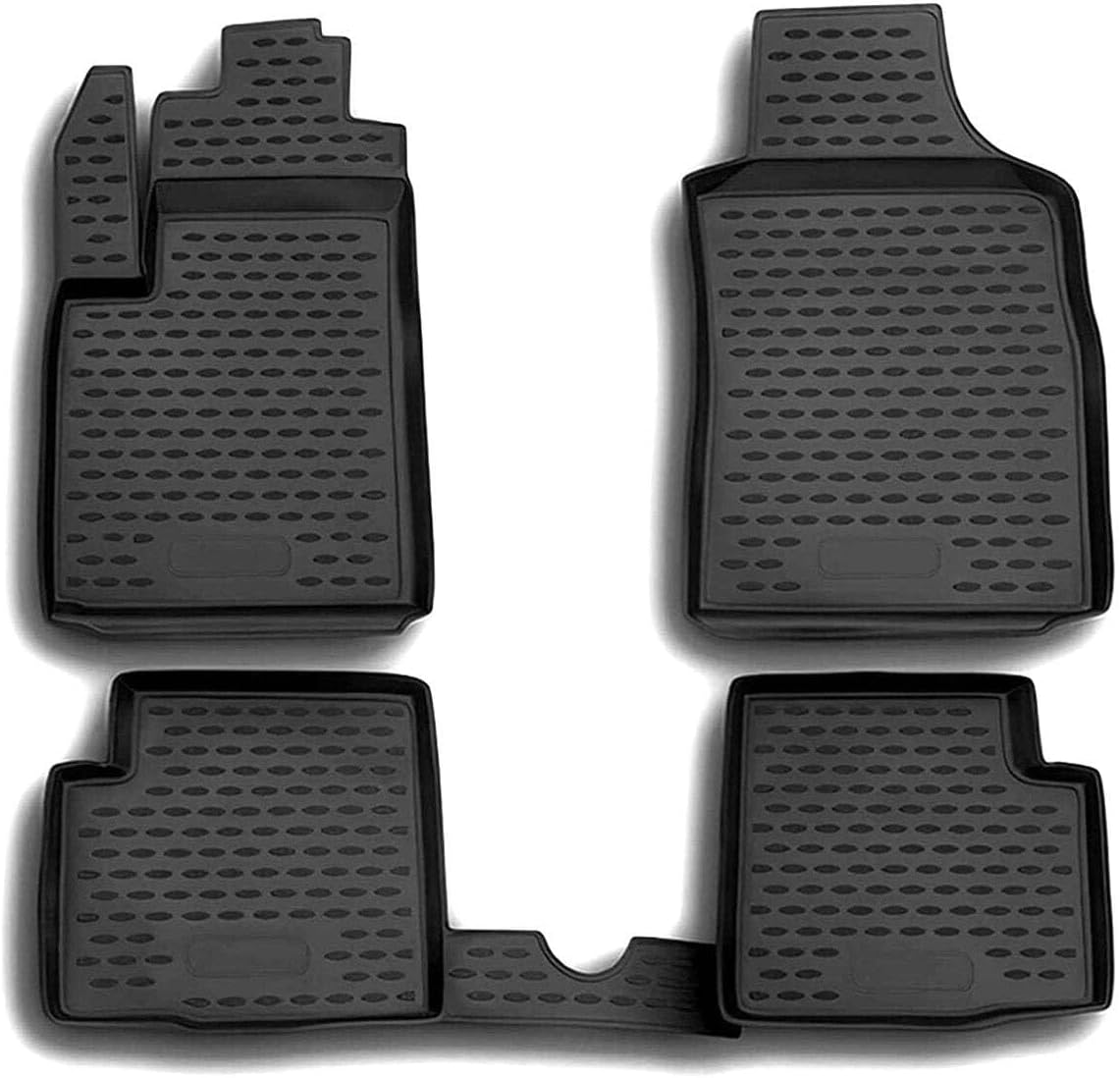 Tapis de Sol Compatible avec Fiat 500 500C 2007-2023 HB en Caoutchouc TPE 3D Noir 4Pcs 500 2007-2015
