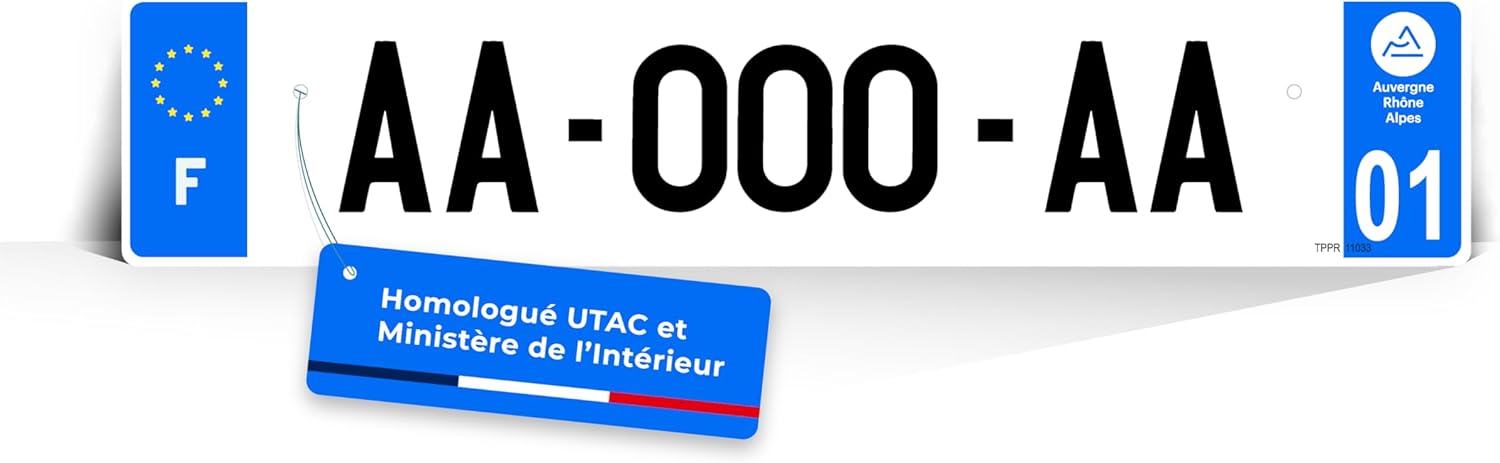 Plaque Immatriculation Auto Plexiglass 520x110 mm - Homologuée SIV - Anti-UV et Résistante aux Intempéries