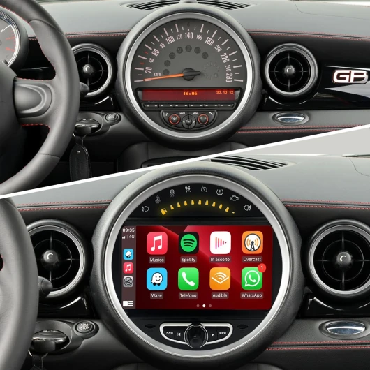 Radio à écran tactile de 8 pouces pour Mini Cooper R55 R56 R57 R58 R59 R60 R61 Autoradio CarPlay Android Auto Snapdragon 665 64 Go Navigation GPS Netflix Spotify Prime Video Reddit Twitch Games
