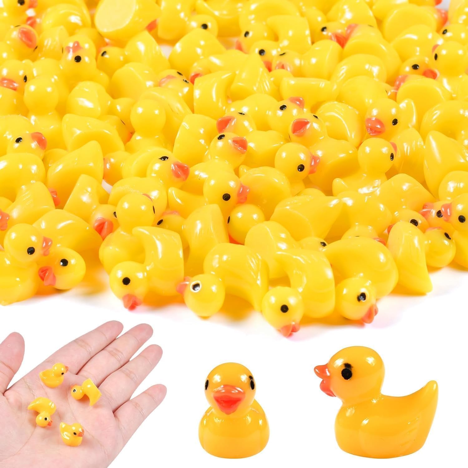 Lot de 100 mini canards en résine, miniatures, mini canards, petits canards pour bricolage pour aquarium, maison de poupée, jardin miniature, artisanat, décorations en pot DIY