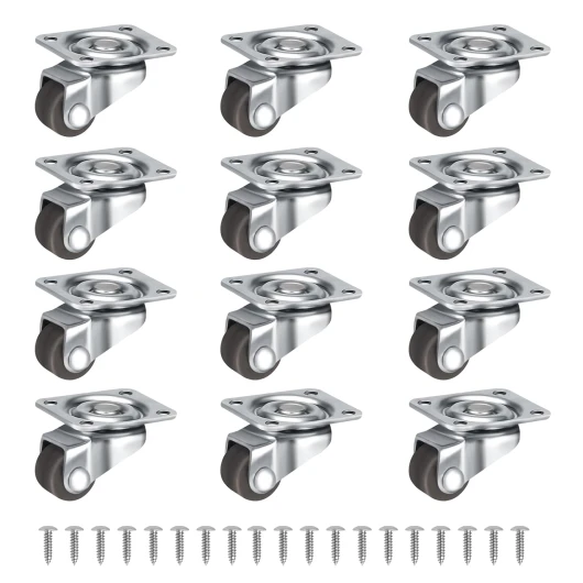 Zikenis 12 pièces petites roulettes en caoutchouc 12 mm pour meubles,petites roulettes fixes,oulettes pour Meubles,mini-roulettes,pour meubles,appareils,caisses à outils