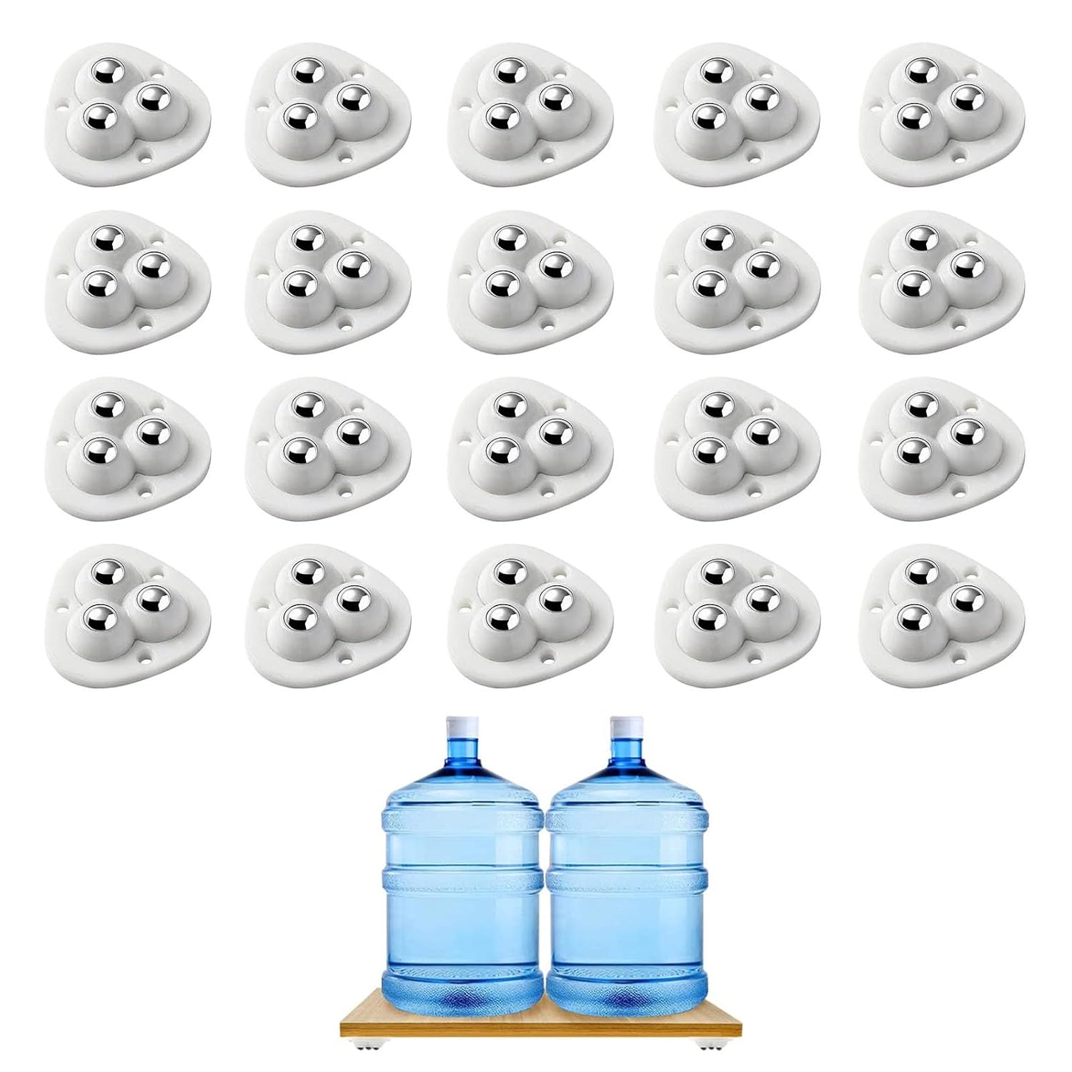 LightBeacon 20 Pièces Mini Roulettes Pivotantes, Petite Roulettes pour Meubles, 360 Degrés Roulettes à Billes, 3 Bille D'acier Roulettes, Mini Roue Universelle pour Petit Meuble, Bac Poubelle