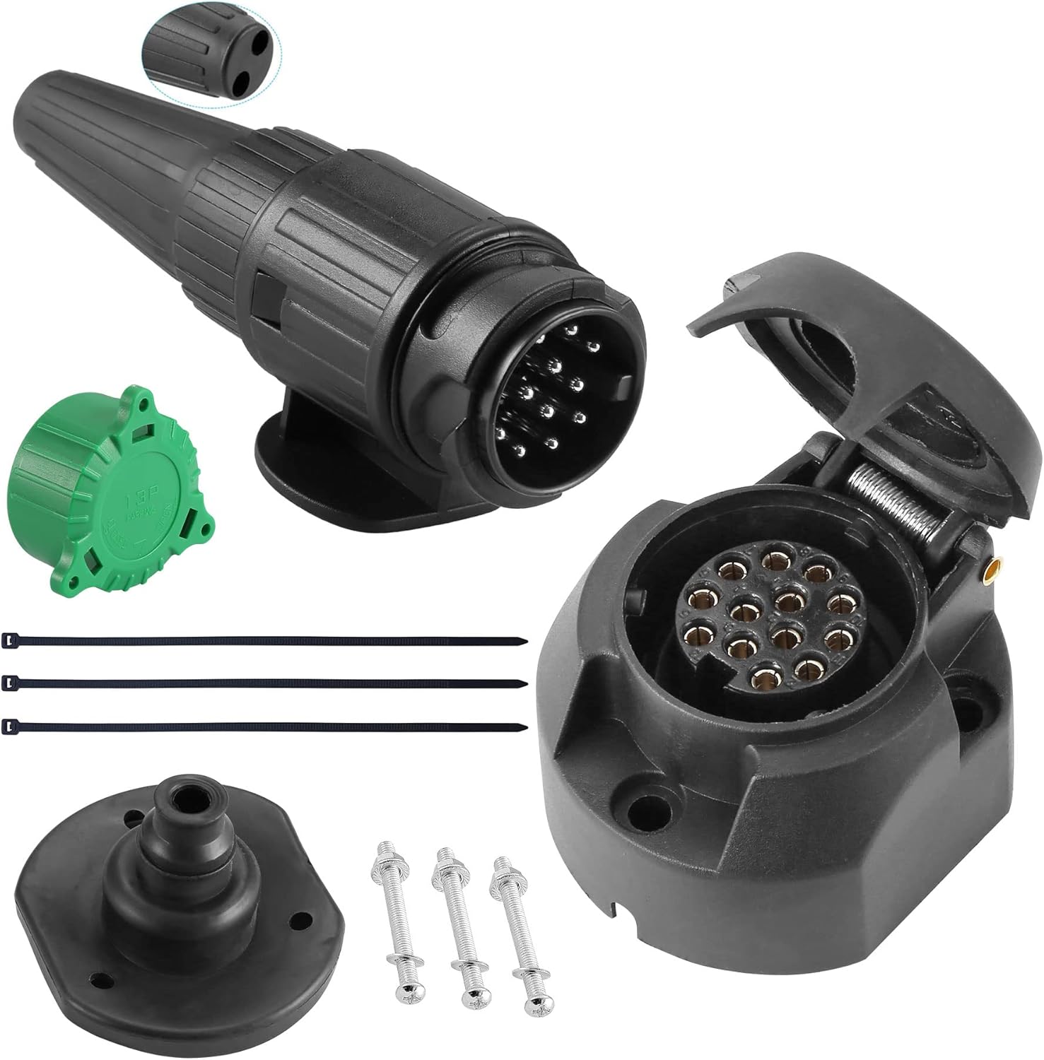 SPARKMOTO 12V Étanche Prise pour Remorque 13 Broches Prise Attelage,Prise Remorque 13 Broches Femelle Et Prise Remorque 13 Broches Male, Fiche Prise Remorque 13 Broches,Conforme ISO11446 (SK1304A) Prise de remorque mâle Femelle 13 broches (SK1304A)