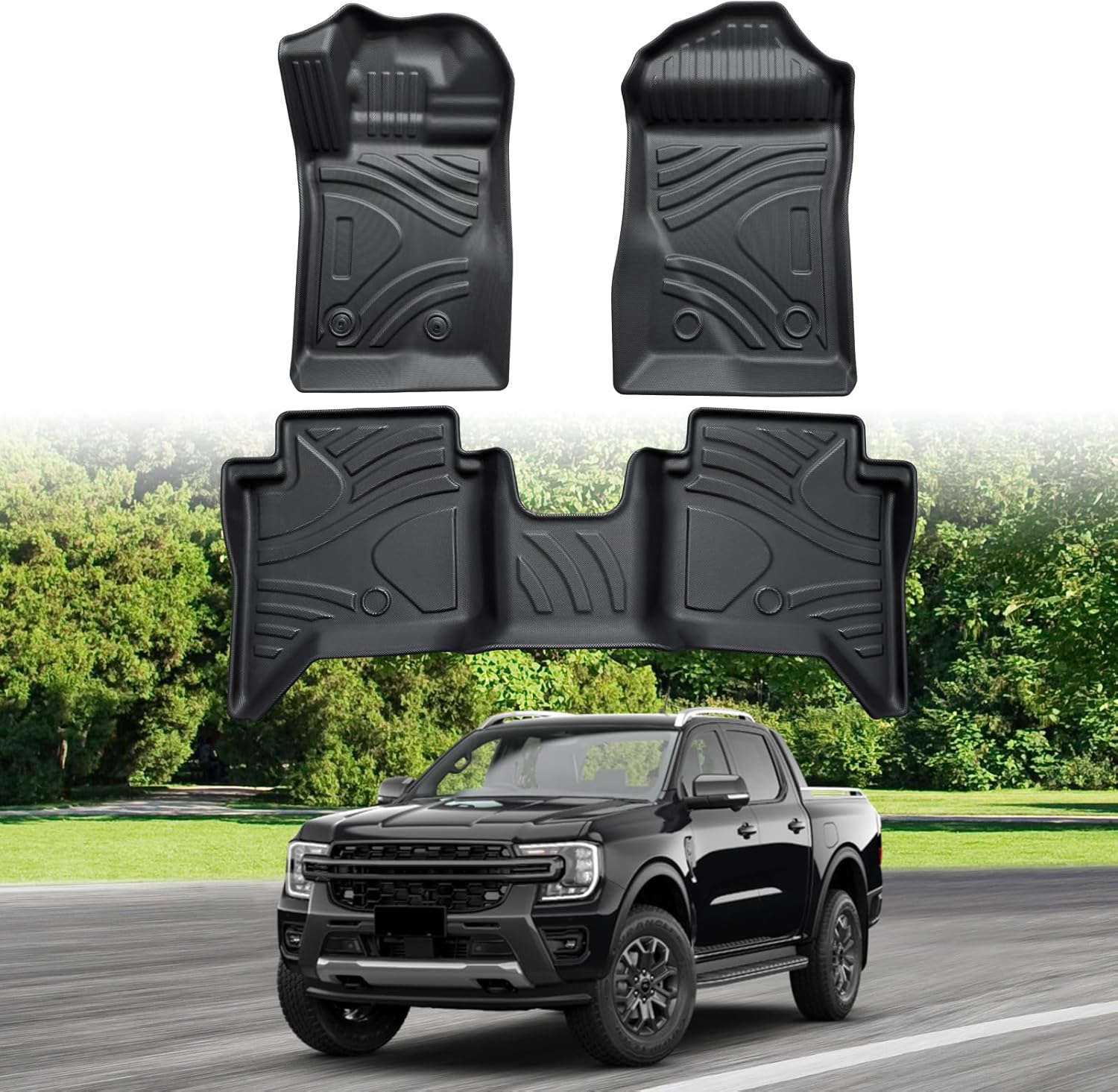 Pour Ford Ranger 2023-2025 Tapis de Sol, Tapis Tous Temps, Tapis antidérapant, matériau TPE, Ajustement Parfait, inodore, Pliable, Accessoires Automobiles Ford Tapis de sol Ford Ranger