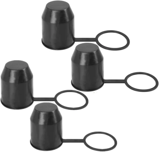 Wanfoou Lot de 4 capuchons de protection pour attelage de remorque - Noir - Étanche à la poussière et à l'eau - Universel - Pour camping-car, voiture, remorque