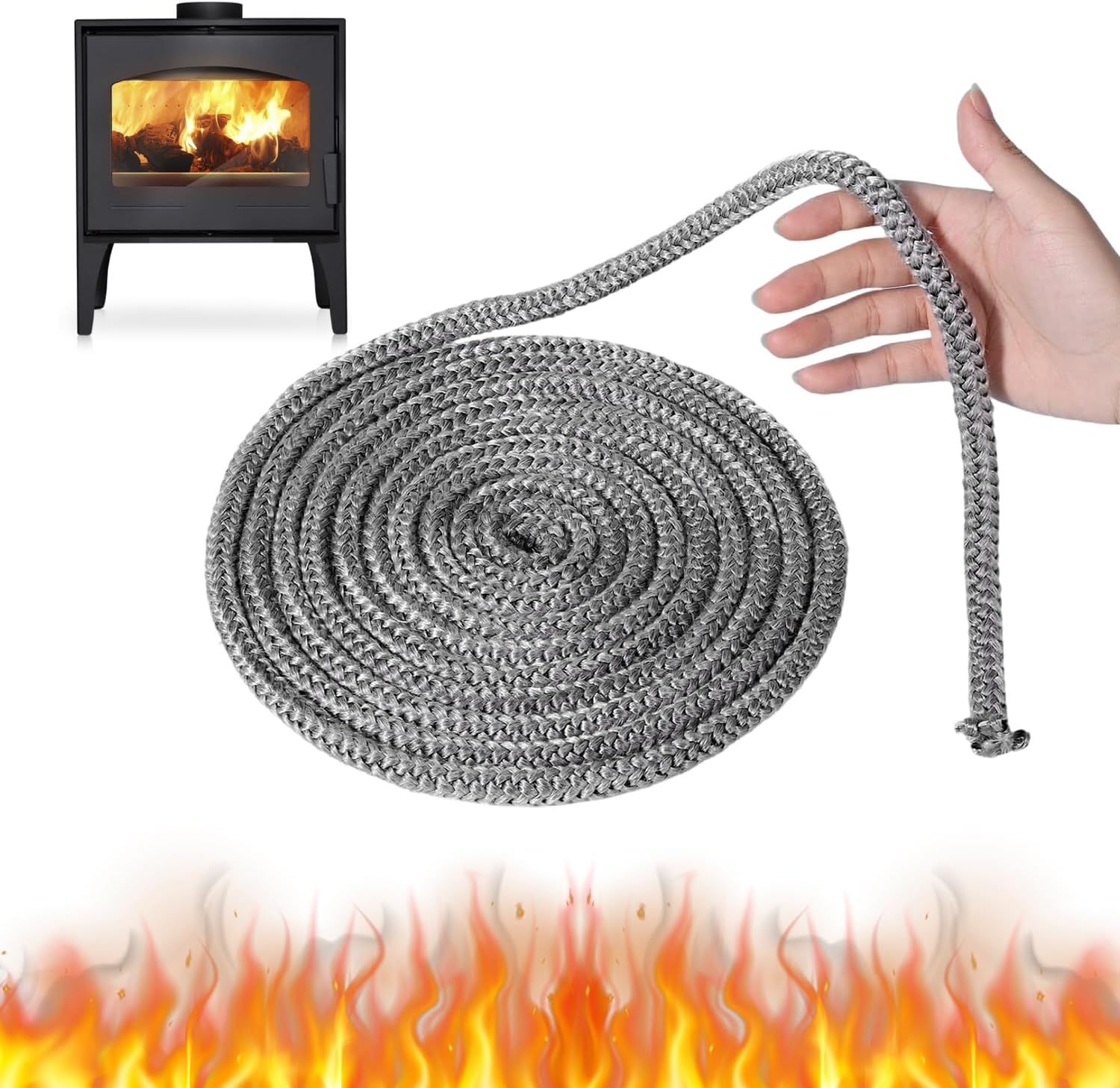 Joint Insert Cheminée 8mmx 2.5m Joint Cheminée 8mm Joint Vitre Insert Cheminée Joint de Cheminée Insert Joint Poele a Bois Joint pour Poele a Bois Joint en Fibre de Verre pour Cheminée (Φ 8mm x 2.5m)