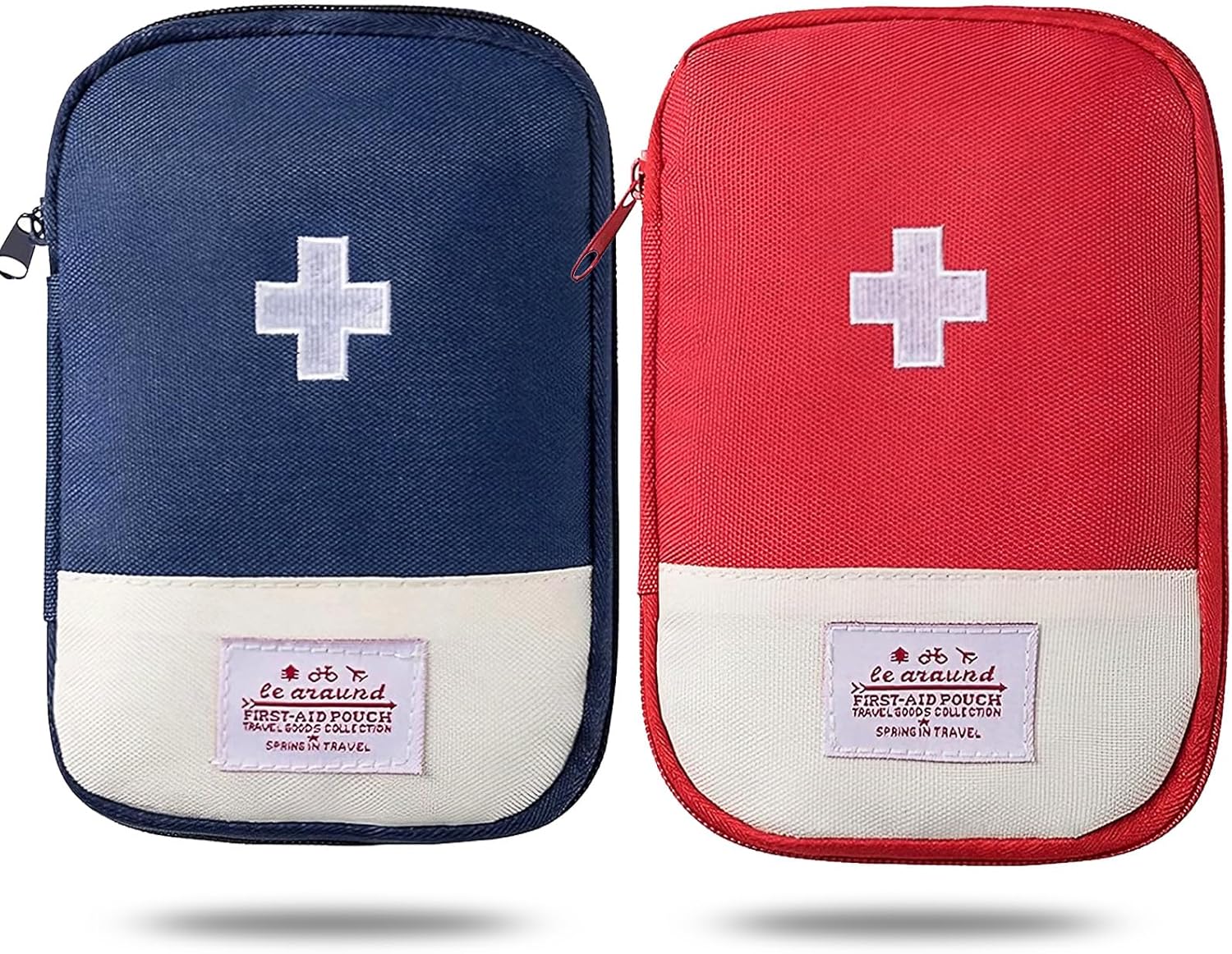 Trousse de Secours Portable,2 Pièces Mini Trousse de Secours,Sac de Rangement de Médicaments,Trousse Secours Vide pour La Maison,La Voiture,Le Bureau,Le Camping,18 x 13 x 2cm