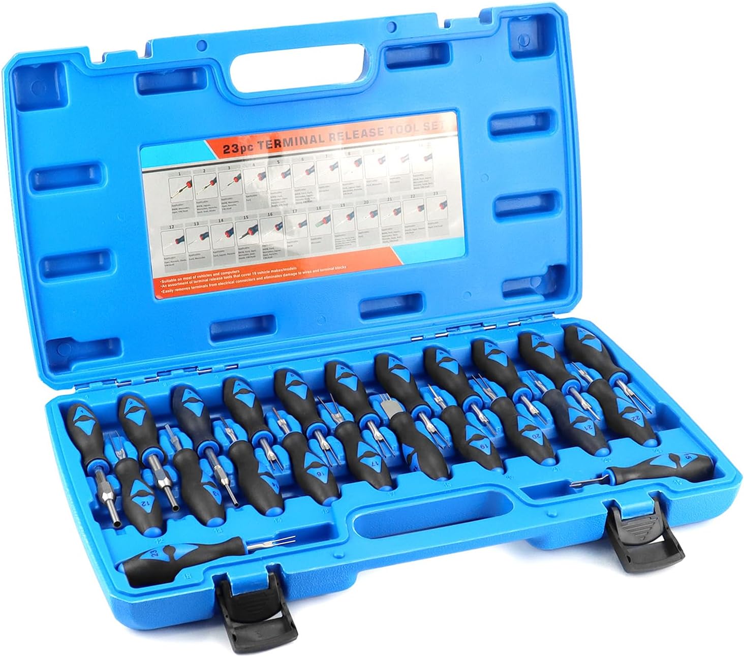 QWORK® 23 Pièces Outils de Retrait de Terminal, Ensemble d'Outils de Démontage de Connecteurs pour Applications Automobiles, avec Étui de Transport