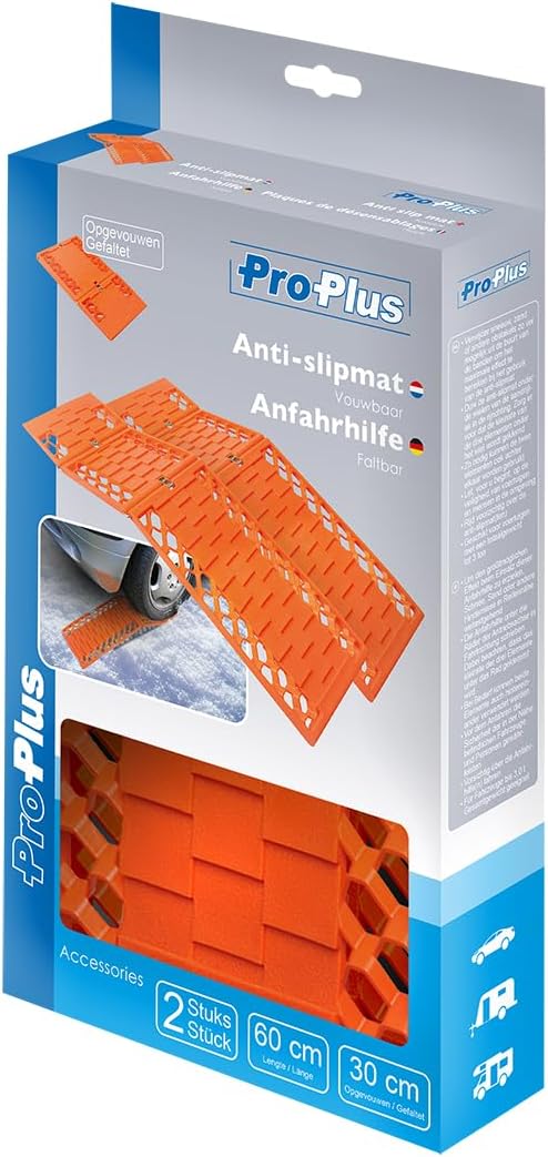 ProPlus Jeu de 2 Plaques de Désensablages Pliable Orange pour Voiture et Remorque Unique