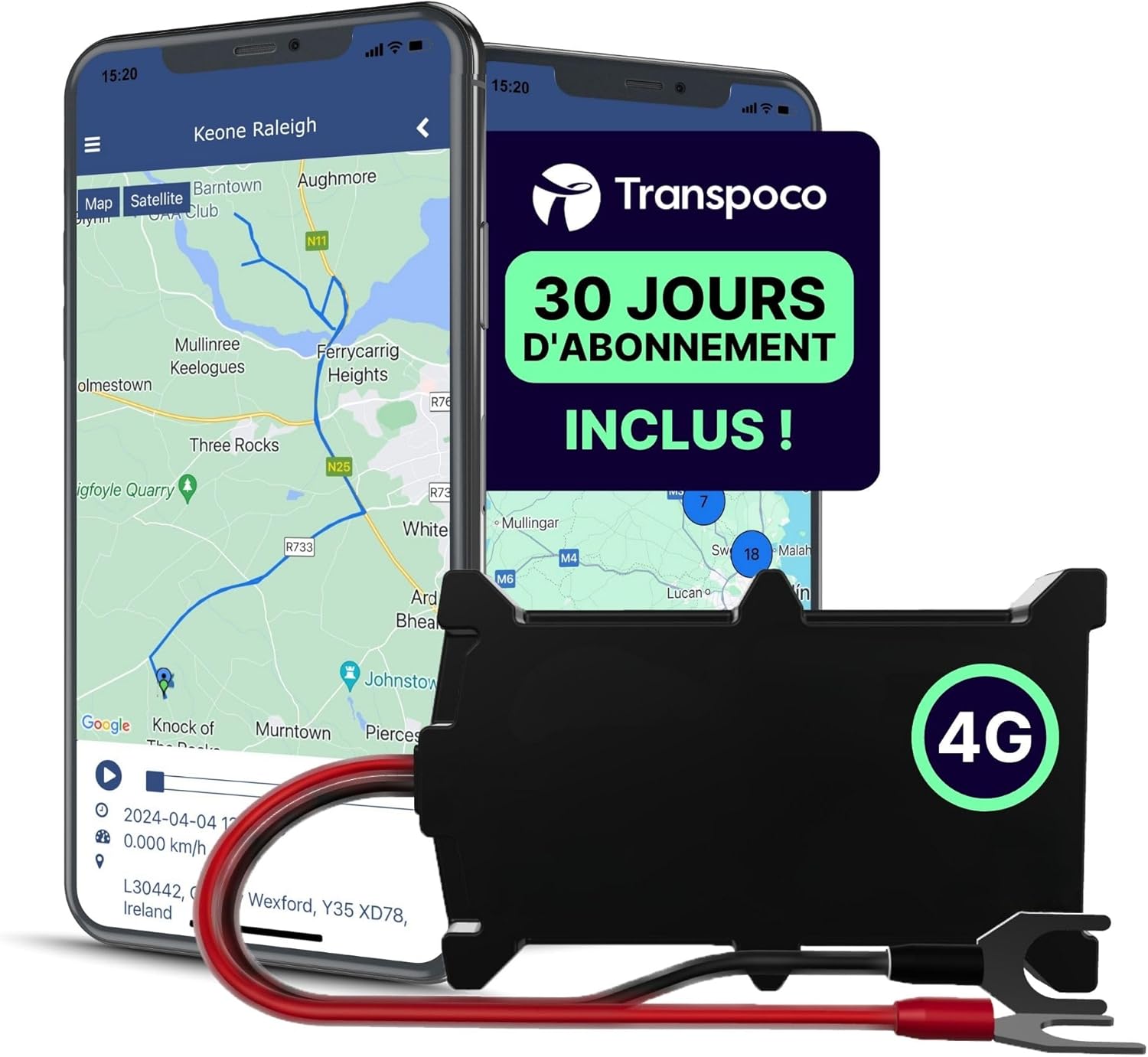 4G Traceur GPS Voiture avec SIM intégrée - GPS Tracker pour véhicules, Motos, camionnettes, camions - Connexion à la Batterie, Geofencing, Suivi en Temps réel (abonnement requis) 4G - 30 JOURS
