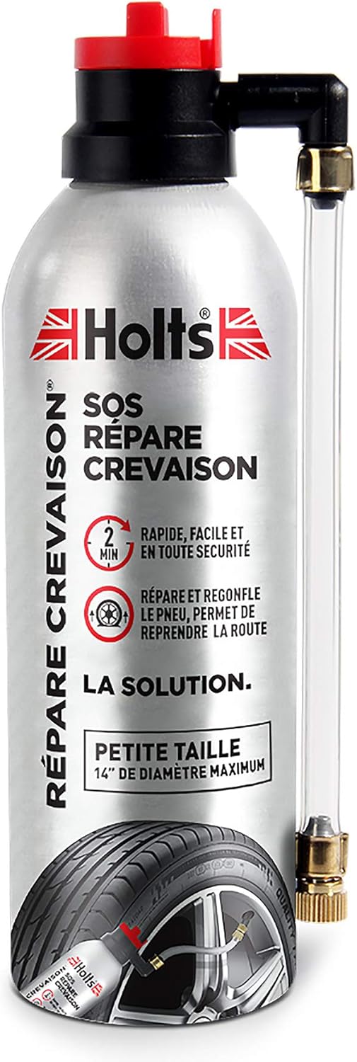 Holts Répare-Crevaison Aérosol 300 ml – Spray Réparateur Pneus pour Moto, Scooter, Citadine - Réparation Express Sans Outils ni Démontage - Compatible TPMS – Utilisation Facile – 300ml