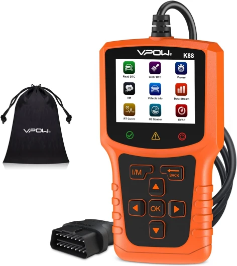 OBD2 Diagnostic Auto Valise Voiture: OBD Diagnostique Français Auto Multimarque pour BMW Peugeot VW Les Véhicules - Lecteur de Codes de Panne Moteur avec Lecture en Temps Réel des Données Orange