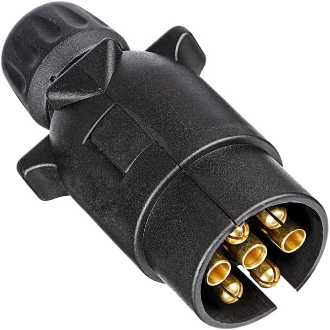 Prise Remorque 7 Broches, 12V Étanche Connecteur Prise Remorque 7 Broches Mâle, pour Caravane RV Voiture Bateau (Extrémité à Vis) Prise 7 Broches Mâle (Extrémité à Vis)