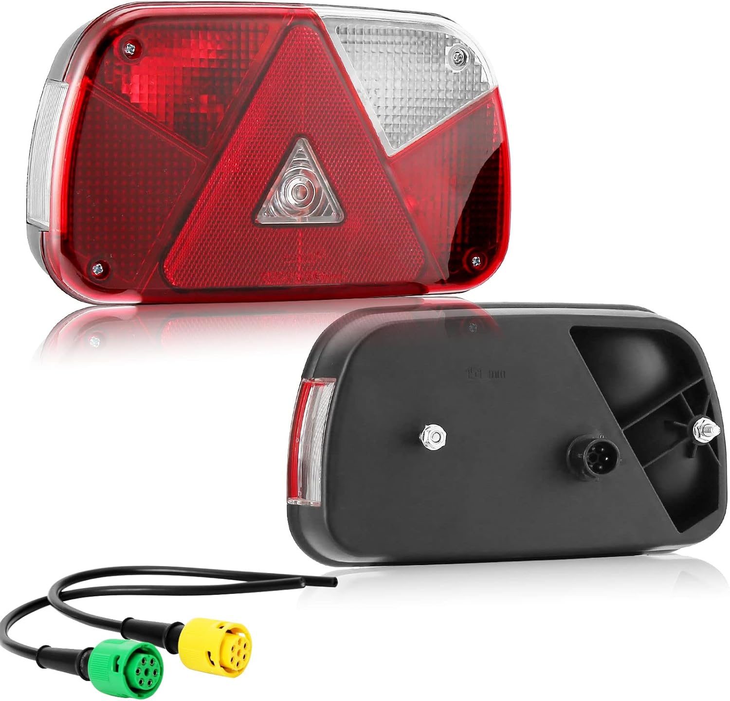 DARKGUARD Feux Arrière de Remorques 12v, Marque E11-Etanche-7Function-2x 6broches Connexion à Baïonnette 30cm -Feu Eclairage Remorque Tracteur,Feu Éclairage Antibrouillard Recul pour Remorque Camion KIT GE1