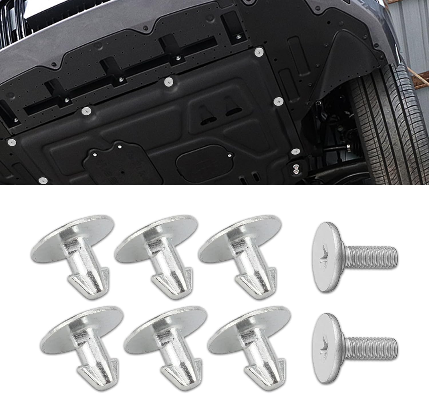 Deemars 8PCS Protections du Carter Moteur, 90674-TY2-A01 Goupille de Couvercle D'accès au Radiateur et 90105-TBA-A00 Boulon de Couvercle Inférieur Vis de Couvercle de Moteur Inférieur pour Honda