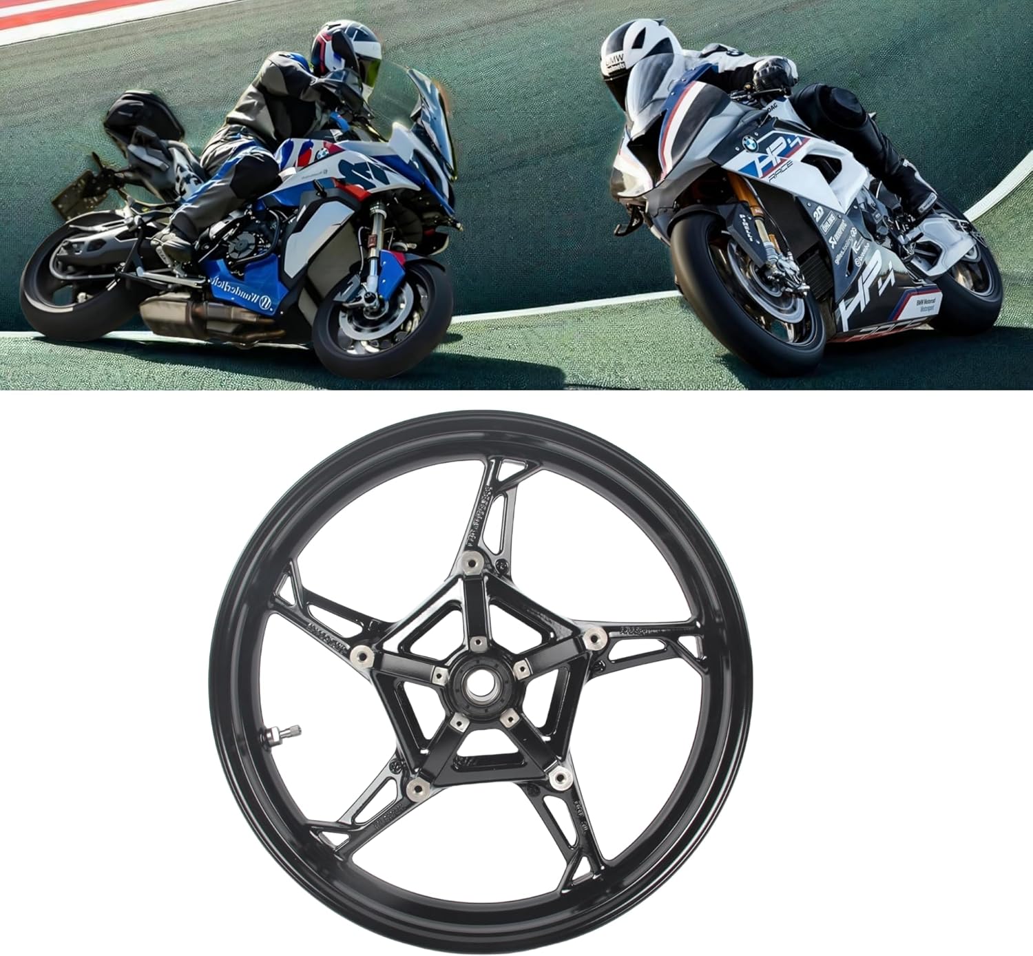 Jante avant pour BMW S1000RR 2019-2024 / S1000R 2019-2024 / S1000 XR 2019-2024 3,5 x 17" Noir brillant Accessoires moto 2020 2021 2022 2023