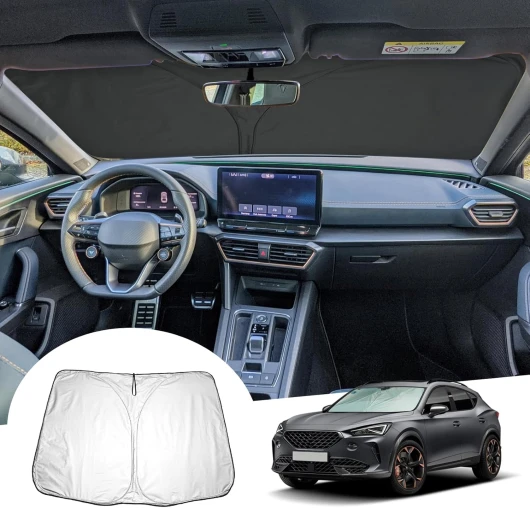 Compatible avec Cupra Formentor/Seat Leon MK4 2021-2024 2025 Pare-Soleil pour Pare-Brise Avant, Formentor 2025 Parasol, Protection Solaire, Refroidissement, Protection UV, Formentor Accessoires Formentor/ Leon MK4 2021+