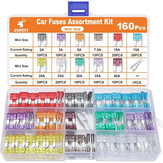 160Pcs Fusible Voiture Set - pour Fusibles Auto/Truck/RV/Camion/Moto (2A 3A 5A 7.5A 10A 15A 20A 25A 30A 35A 40A) - Mini Fusibles Automobile + 1 Extracteur 160Pcs Mini
