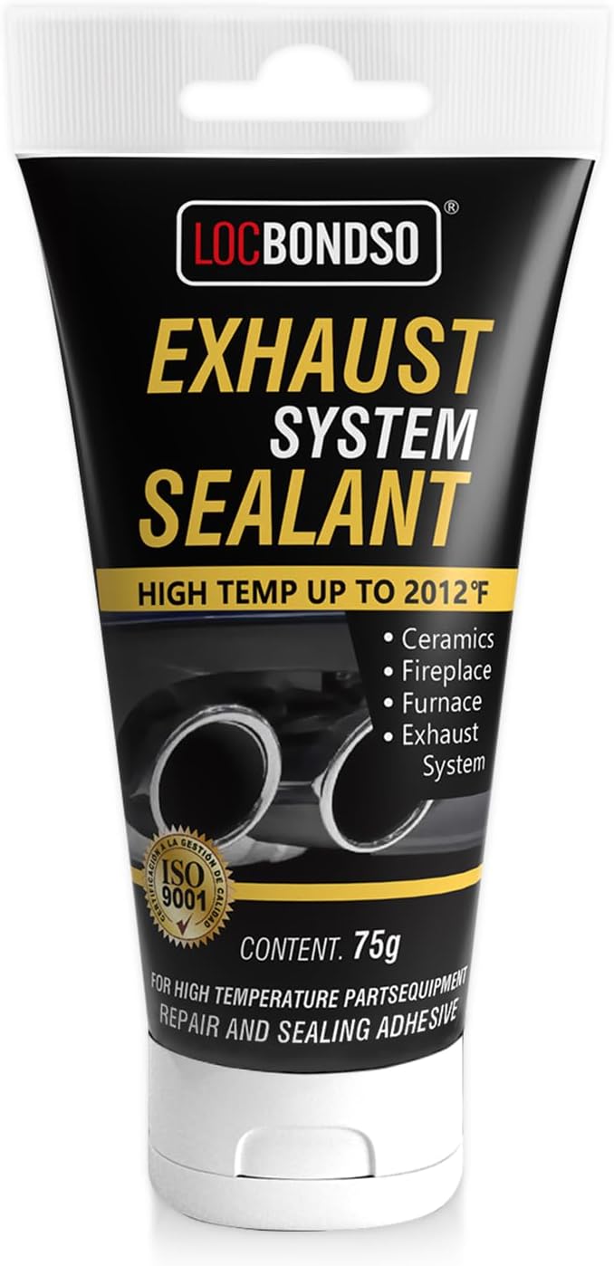 LOCBONDSO Mastic Réparation Échappement Haute Température 1100°C - Pâte d'Étanchéité Imperméable, Inodore (75g, tuyaux métalliques, Silencieux, Moto/Voiture)