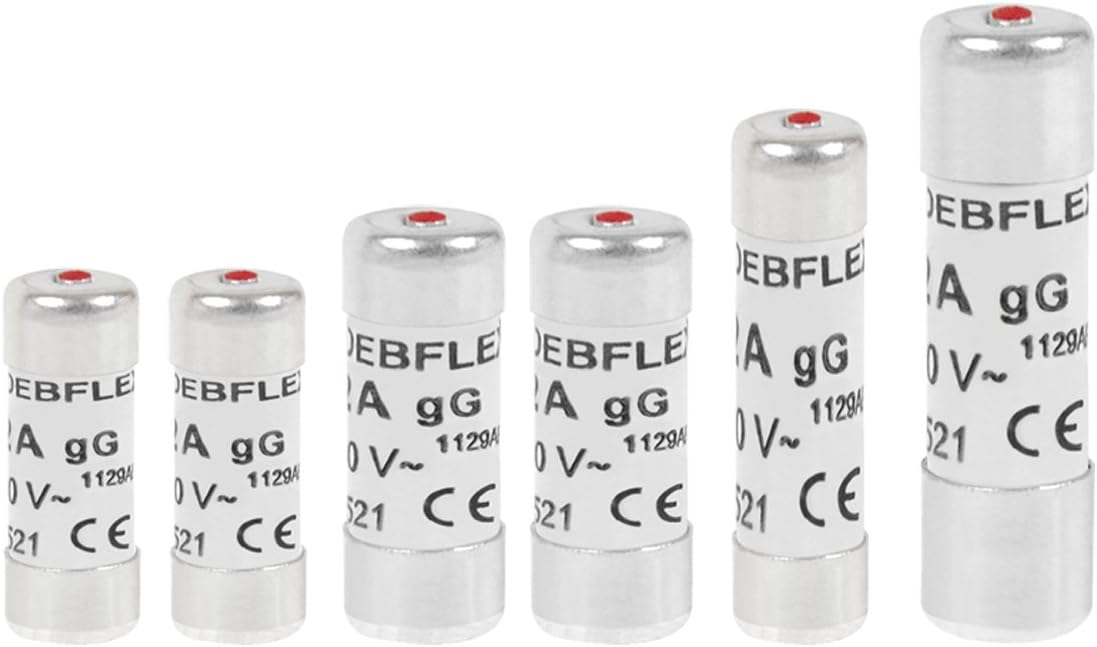 Fusible électronique - Fusible céramique - Fusible avec Voyant - Fusible 20A - Lot de 6 Fusibles avec Voyant 2X(10A+16A)+ 1X(20A+32A) -Nf-Deblex 715007, Gris