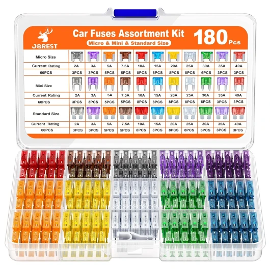 180Pcs Fusible Voiture Set, 60 Mini Fusible Auto + 60 Moyenne Fusible Automobile + 60 Micro Fusible + Extracteur - pour Voiture/RV/Camion/Moto (2A 3A 5A 7.5A 10A 15A 20A 25A 30A 35A 40A) 180 Micro & Mini & Moyenne