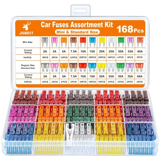 168 Pcs Fusible Voiture Set, 114 Mini Fusibles Auto + 54 Moyenne Fusibles Automobile + 1 Extracteurs de fusibles - pour Voiture/RV/Camion/Moto (2A 3A 5A 7.5A 10A 15A 20A 25A 30A 35A 40A) 168Pcs Mini & Moyenne