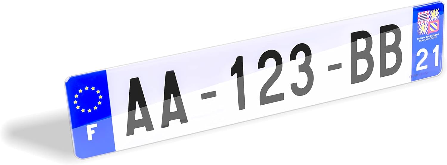 1 Plaque d'immatriculation pour Voiture - homologuée - Plastique Extra Choc et Anti UV - SIV 520 x 110 mm - résistance aux intempéries - Made in France