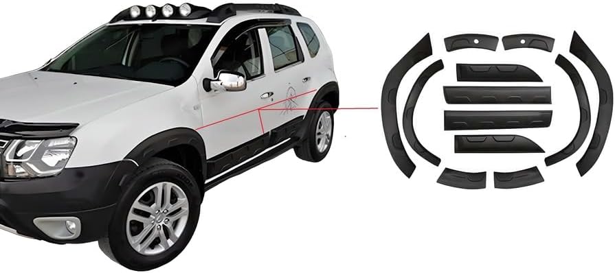 Kit de moulures de porte et d'ailes en ABS Boa Line, 12 pièces, modèle tout-terrain, 2018-2023, pour Dacia Duster