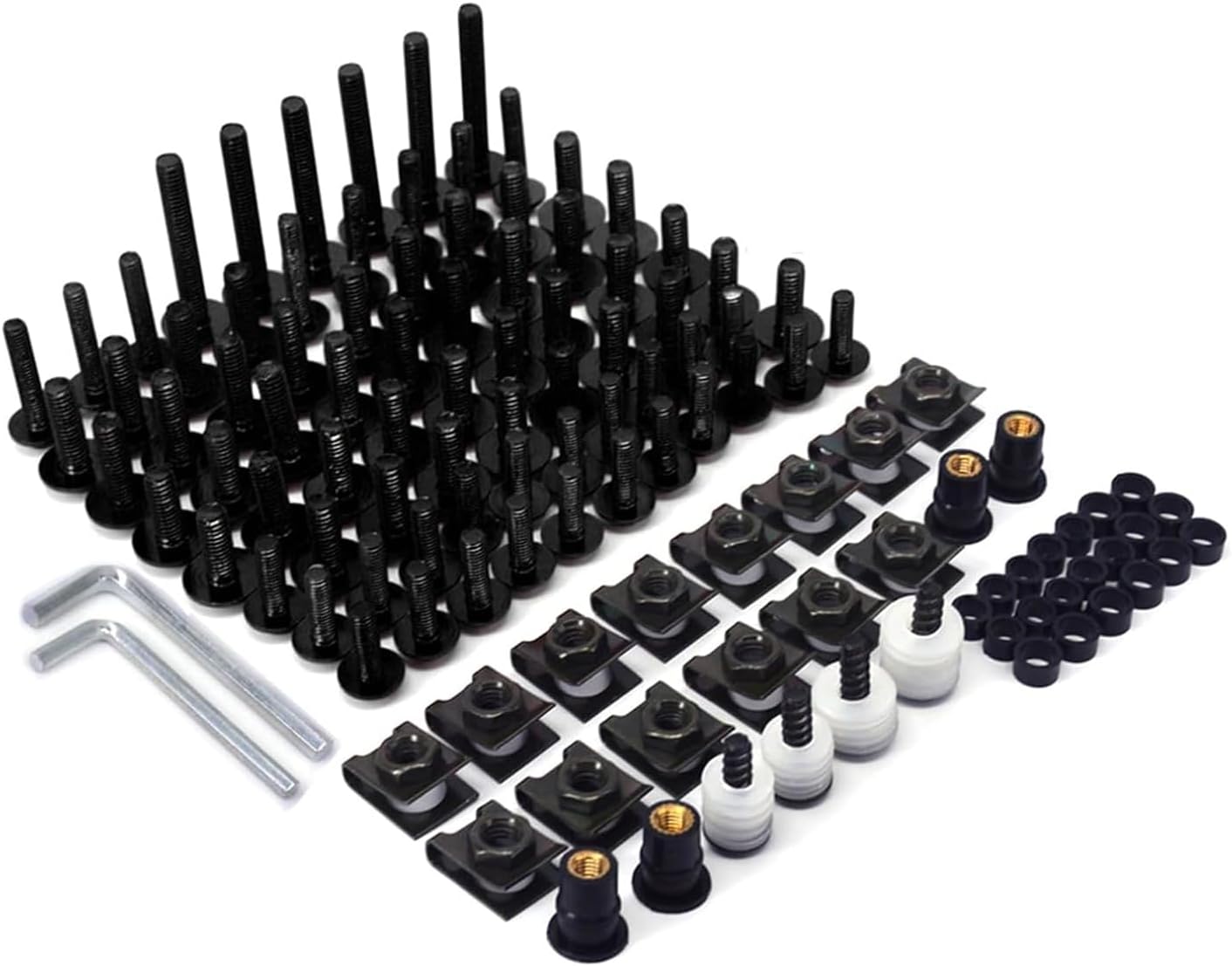 JFG RACING Vis Carenage Moto,Vis Fixation Carenage Visserie Carrosserie Moto Universels Boulons Kits CaréNages Alliage Aluminium pour la Plupart des Motos de Sport Motos de Rue Scooters-Noir