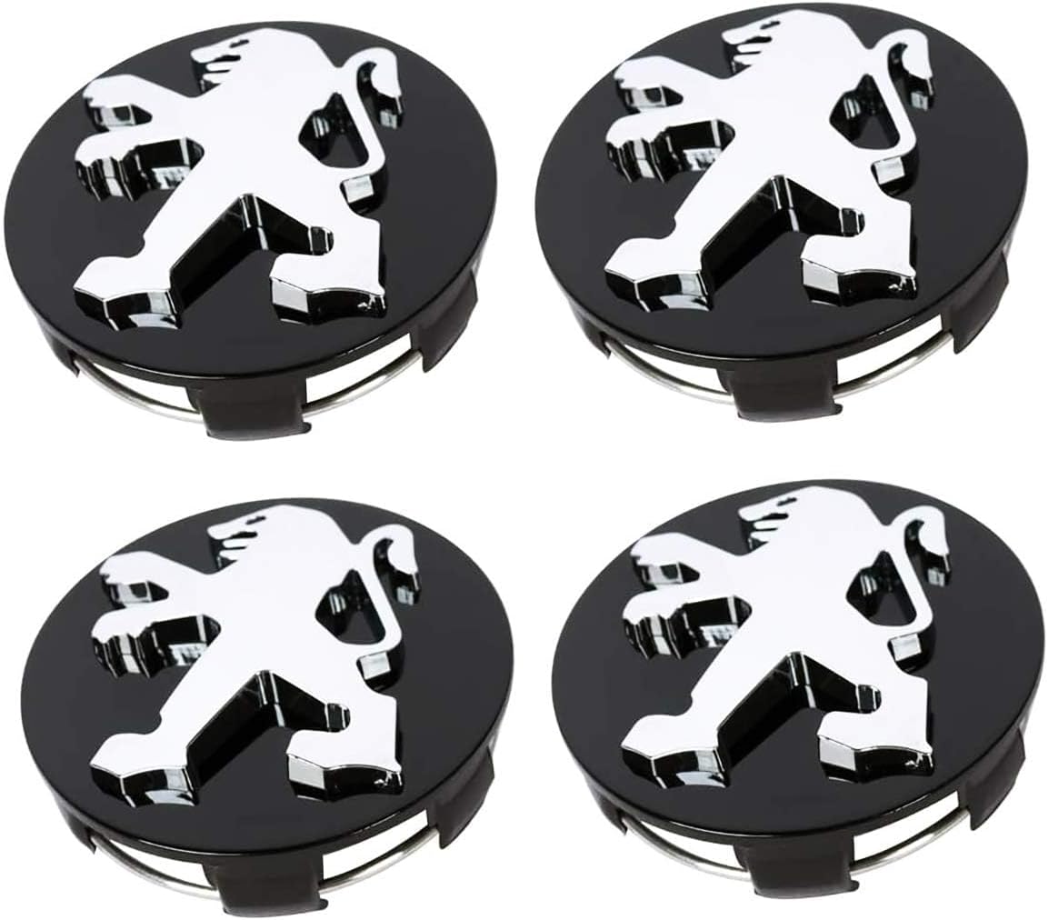 ZUOBYMBC 4 Pièces Cache-Moyeu pour Peugeot 108 208 2008 308 3008 3008 508 5008 60mm,Cache Moyeux,Cache de Roue Centrale,Auto Cache Moyeux Capuchons De Centre,Jante Centre D'emblème