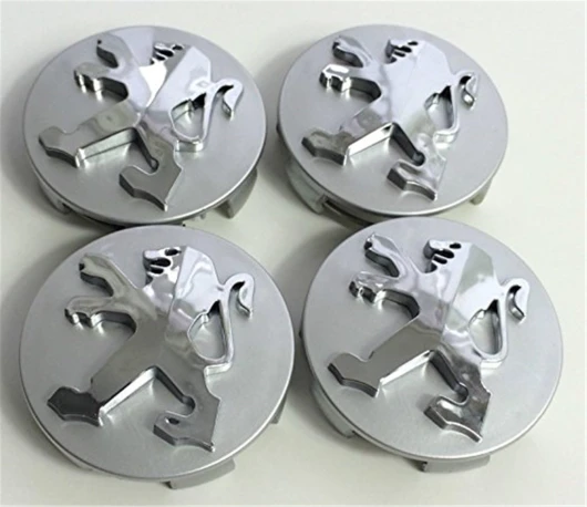 Lot de 4 cache-moyeux de haute qualité en alliage pour Peugeot 106 107 206 207 306 307 506 507 108 208 308 Gris 60 mm 60mm