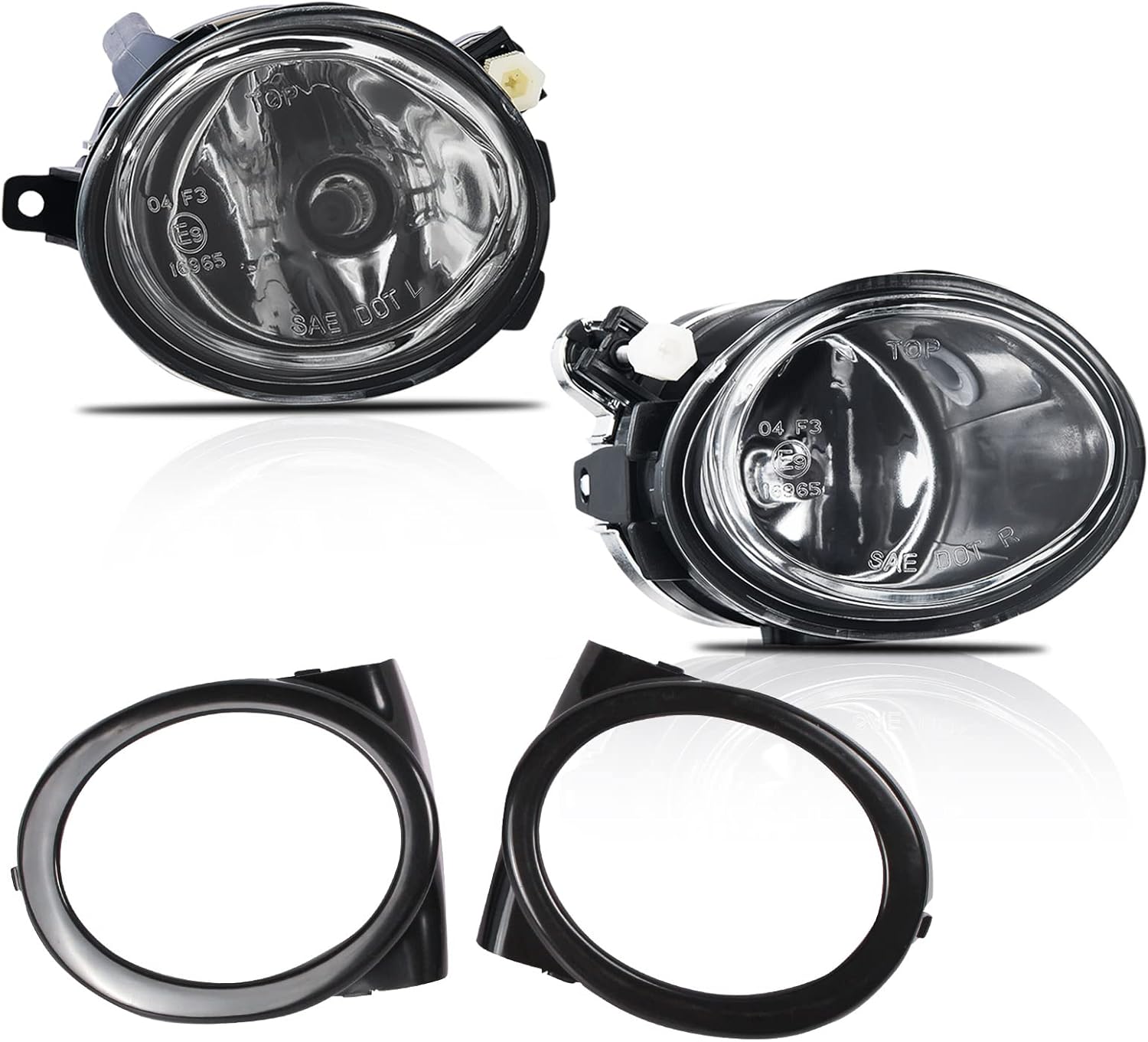 TOPTAHN antibrouillard pour BMW E46 E39 Pare-chocs M Tech Pack M Sport M3 M5 09/2000-12/2007 (HB SDN WGN CPE CONV) Ampoules et support claire Lentille claire